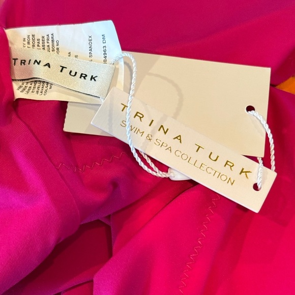 TRINA TURK Lilleth Halter Plunge Multicolor One Piece Swimsuit Size 12 NEW - Picture 8 of 9